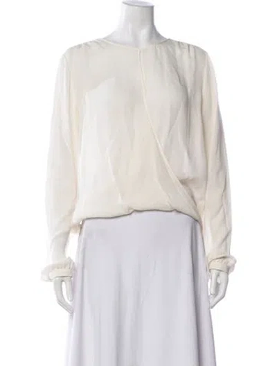 Pre-owned Veronica Beard Silk Crew Neck Blouse In Neutrals