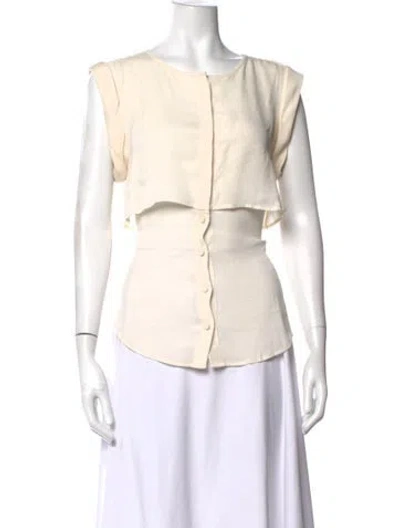 Pre-owned Veronica Beard Silk Crew Neck Blouse In Neutrals