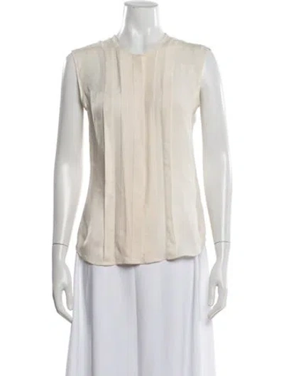 Pre-owned Veronica Beard Silk Crew Neck Blouse In Neutrals