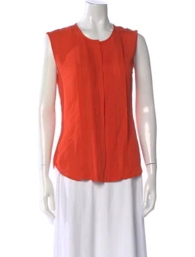 Pre-owned Veronica Beard Silk Crew Neck Blouse In Orange