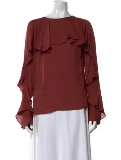 Pre-owned Veronica Beard Silk Crew Neck Blouse In Red
