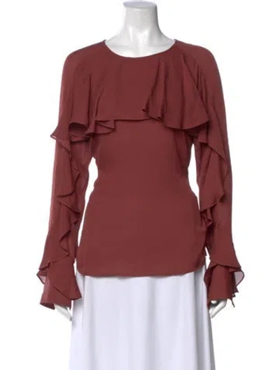 Pre-owned Veronica Beard Silk Crew Neck Blouse In Red