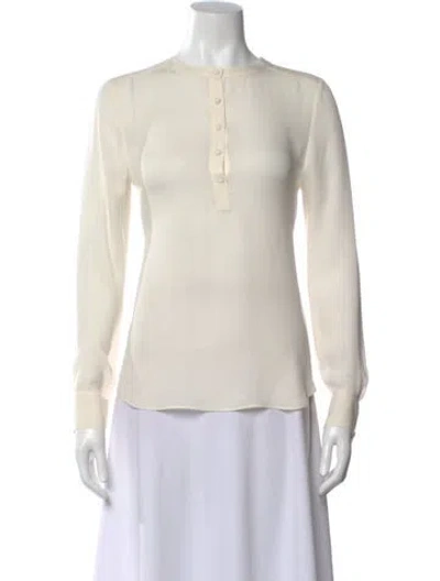 Pre-owned Veronica Beard Silk Crew Neck Blouse In White