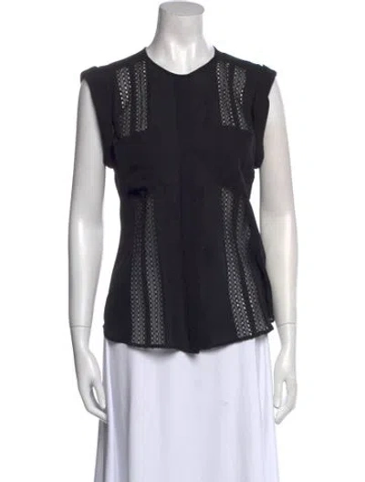 Pre-owned Veronica Beard Silk Crew Neck Top In Black