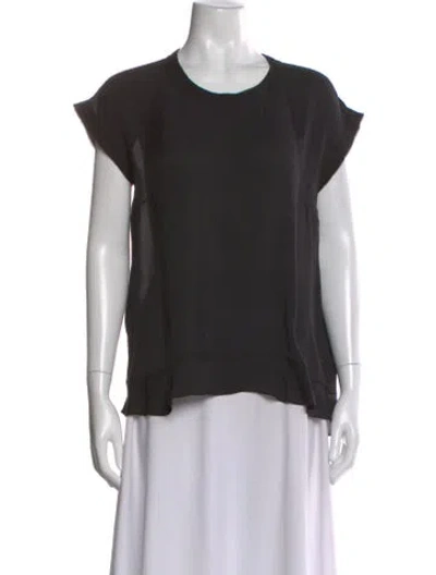 Pre-owned Veronica Beard Silk Crew Neck Top In Black