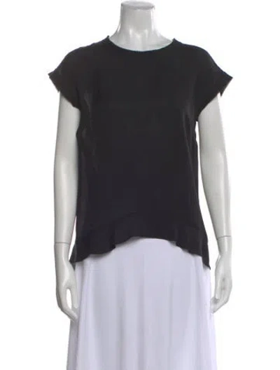 Pre-owned Veronica Beard Silk Crew Neck Top In Black