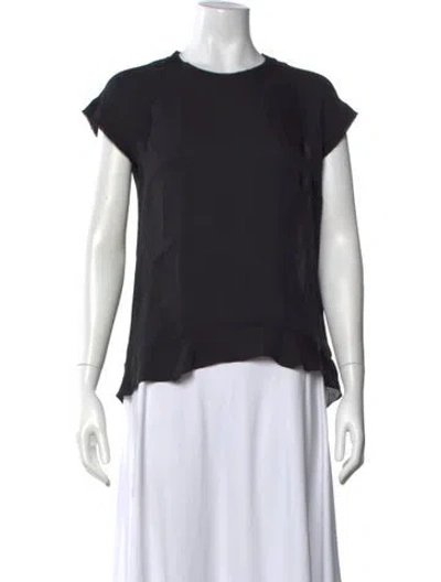 Pre-owned Veronica Beard Silk Crew Neck Top In Black