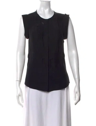 Pre-owned Veronica Beard Silk Crew Neck Top In Black