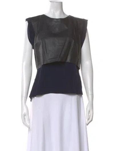 Pre-owned Veronica Beard Silk Crew Neck Top In Blue
