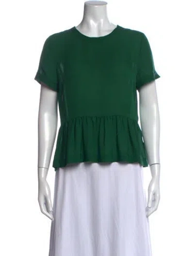 Pre-owned Veronica Beard Silk Crew Neck Top In Green