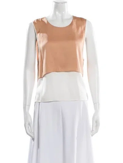 Pre-owned Veronica Beard Silk Crew Neck Top In Neutral