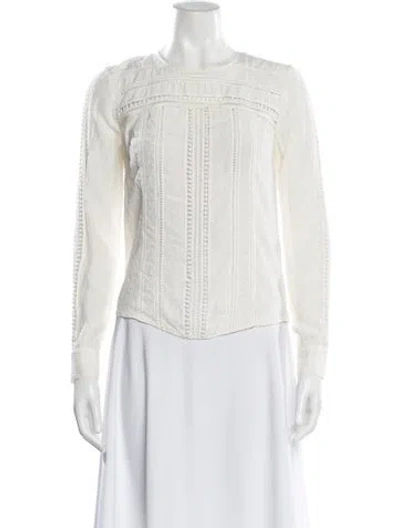 Pre-owned Veronica Beard Silk Crew Neck Top In Neutral