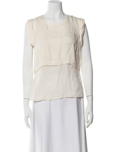 Pre-owned Veronica Beard Silk Crew Neck Top In Neutral