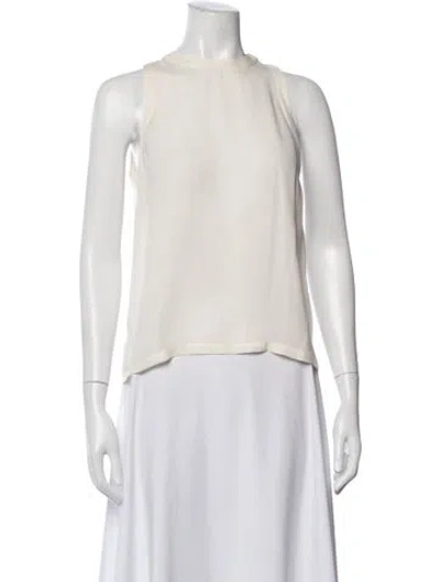 Pre-owned Veronica Beard Silk Crew Neck Top In Neutral