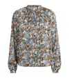 Veronica Beard Silk Floral Linds Blouse In Blue