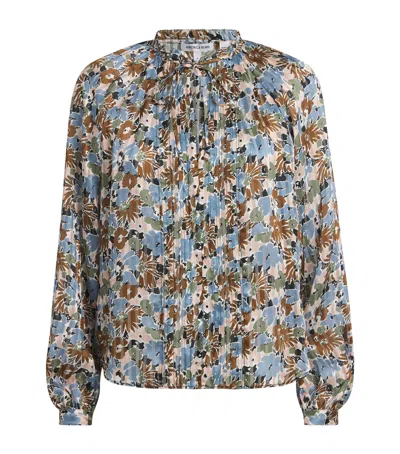 Veronica Beard Silk Floral Linds Blouse In Blue