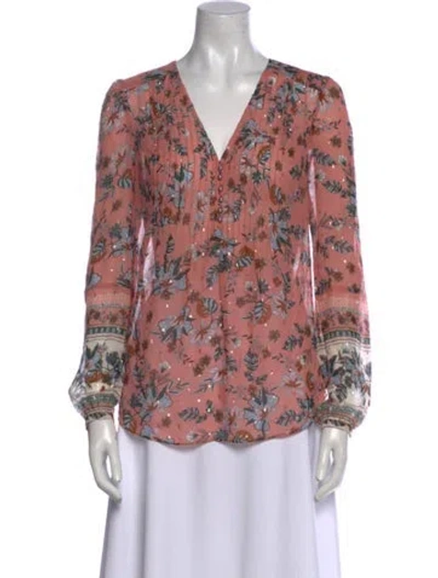 Pre-owned Veronica Beard Silk Floral Print Blouse