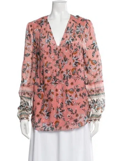 Pre-owned Veronica Beard Silk Floral Print Blouse