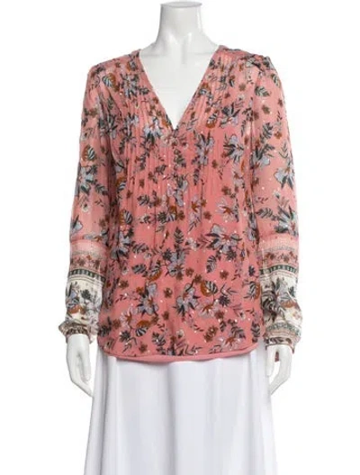 Pre-owned Veronica Beard Silk Floral Print Blouse
