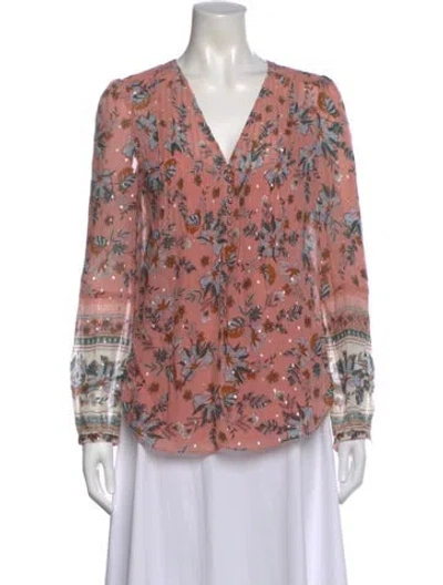 Pre-owned Veronica Beard Silk Floral Print Blouse