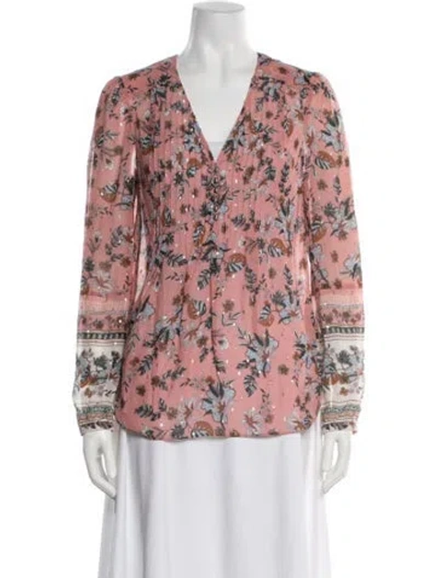 Pre-owned Veronica Beard Silk Floral Print Blouse