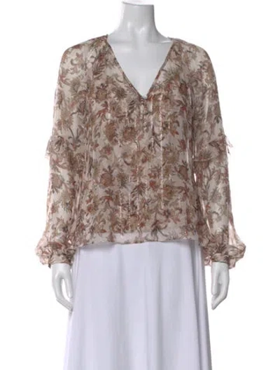 Pre-owned Veronica Beard Silk Floral Print Blouse