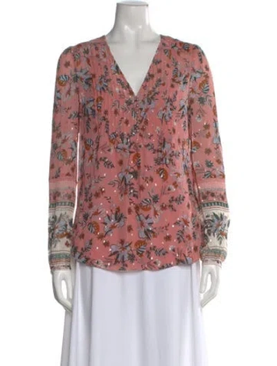 Pre-owned Veronica Beard Silk Floral Print Blouse