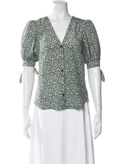 Pre-owned Veronica Beard Silk Floral Print Blouse