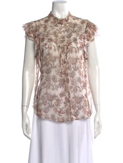 Pre-owned Veronica Beard Silk Floral Print Blouse