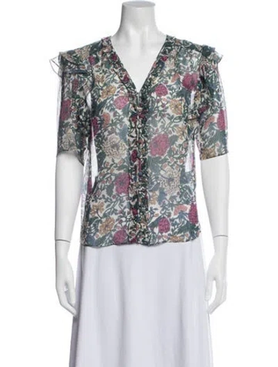 Pre-owned Veronica Beard Silk Floral Print Blouse