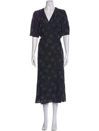 Pre-owned Veronica Beard Silk Floral Print Blouse In Black