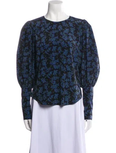 Pre-owned Veronica Beard Silk Floral Print Blouse In Black