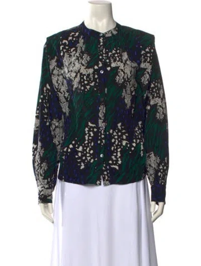 Pre-owned Veronica Beard Silk Floral Print Blouse In Black