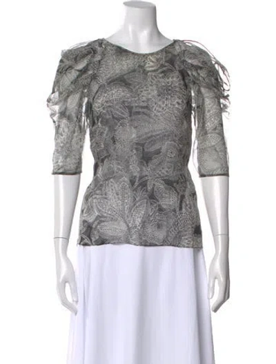 Pre-owned Veronica Beard Silk Floral Print Blouse In Black