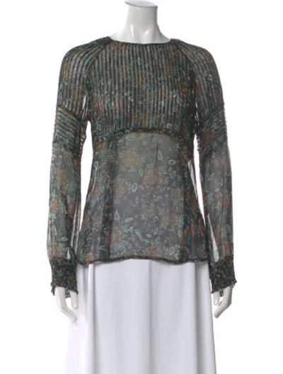 Pre-owned Veronica Beard Silk Floral Print Blouse In Black