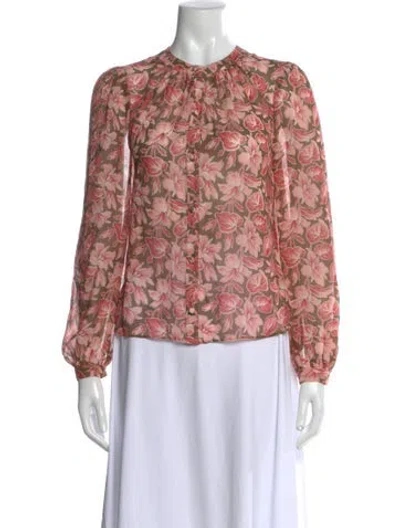 Pre-owned Veronica Beard Silk Floral Print Blouse In Black