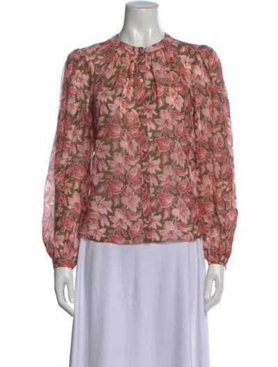 Pre-owned Veronica Beard Silk Floral Print Blouse In Black