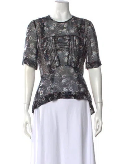 Pre-owned Veronica Beard Silk Floral Print Blouse In Black