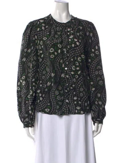 Pre-owned Veronica Beard Silk Floral Print Blouse In Black
