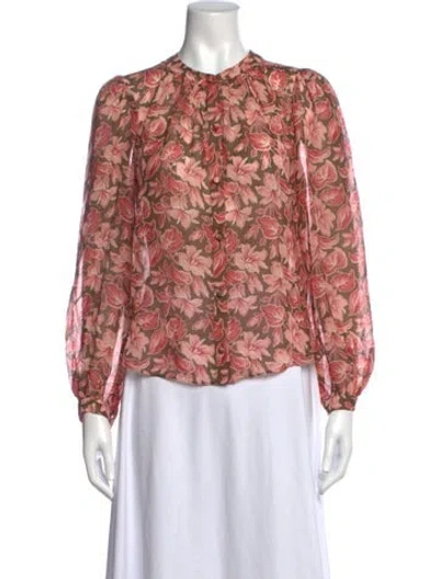 Pre-owned Veronica Beard Silk Floral Print Blouse In Black