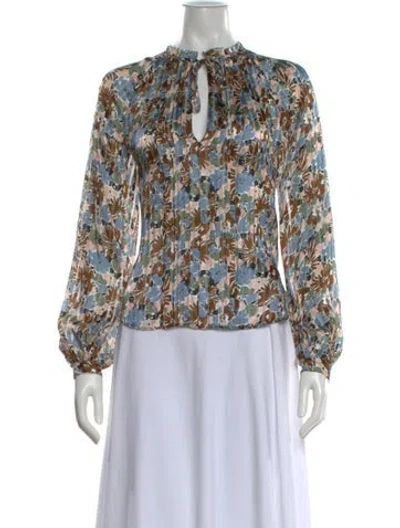 Pre-owned Veronica Beard Silk Floral Print Blouse In Black