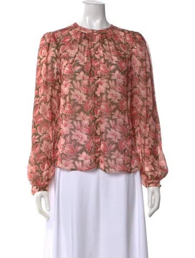 Pre-owned Veronica Beard Silk Floral Print Blouse In Black