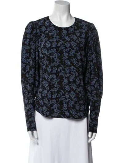 Pre-owned Veronica Beard Silk Floral Print Blouse In Blue