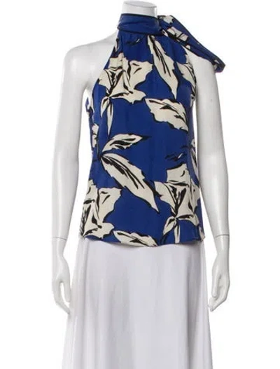 Pre-owned Veronica Beard Silk Floral Print Blouse In Blue