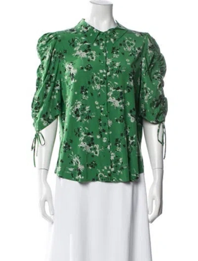 Pre-owned Veronica Beard Silk Floral Print Blouse In Blue