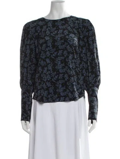 Pre-owned Veronica Beard Silk Floral Print Blouse In Blue