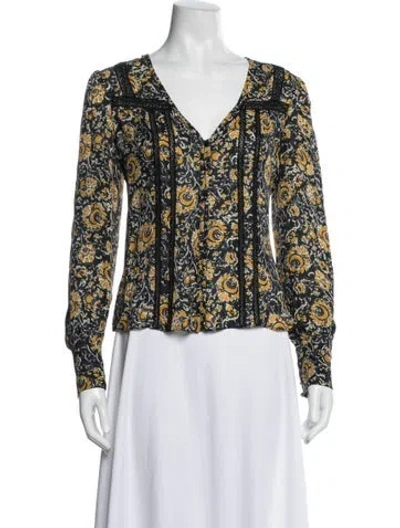 Pre-owned Veronica Beard Silk Floral Print Blouse In Blue
