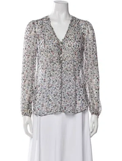 Pre-owned Veronica Beard Silk Floral Print Blouse In Blue