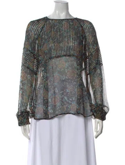 Pre-owned Veronica Beard Silk Floral Print Blouse In Brown
