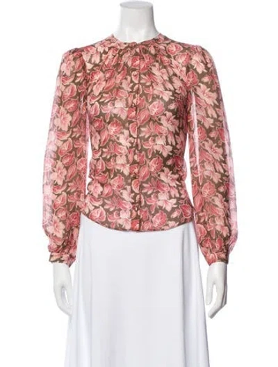 Pre-owned Veronica Beard Silk Floral Print Blouse In Multi